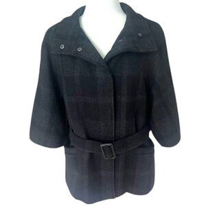 🖤 Banana Republic | Black & Gray Plaid Wool Jacket | Size Large